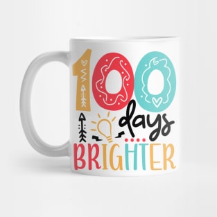 100 Days Brighter 100 days of School gift for Teacher Kids Mug